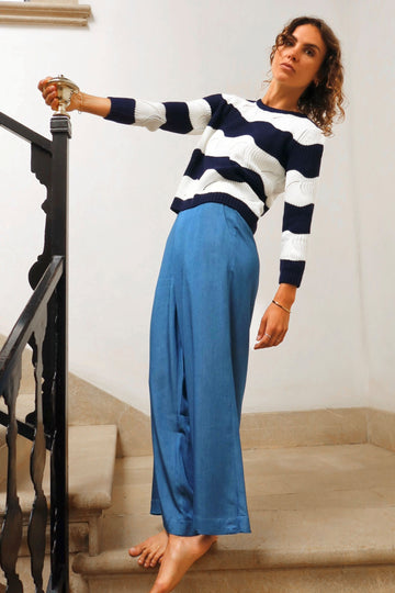 LUCIE Wide - Leg Trousers – Denim Rayon - kimosabiworld.com
