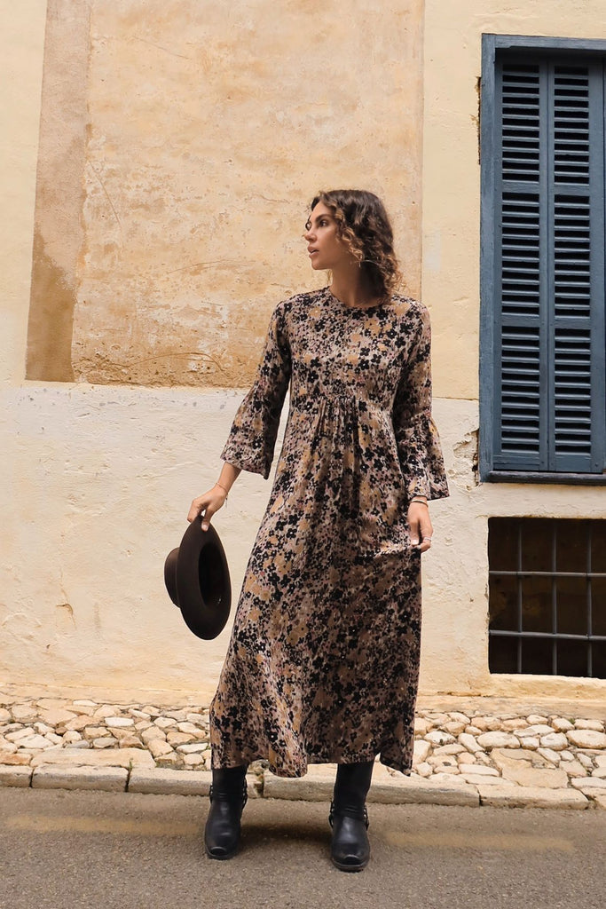 BIRKIN Floral Maxi Dress - Noir Bloom - kimosabiworld.com