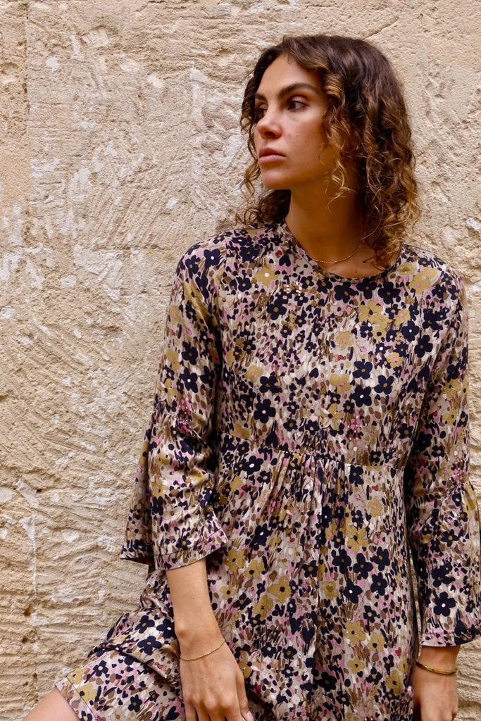 BIRKIN Floral Maxi Dress - Noir Bloom - kimosabiworld.com