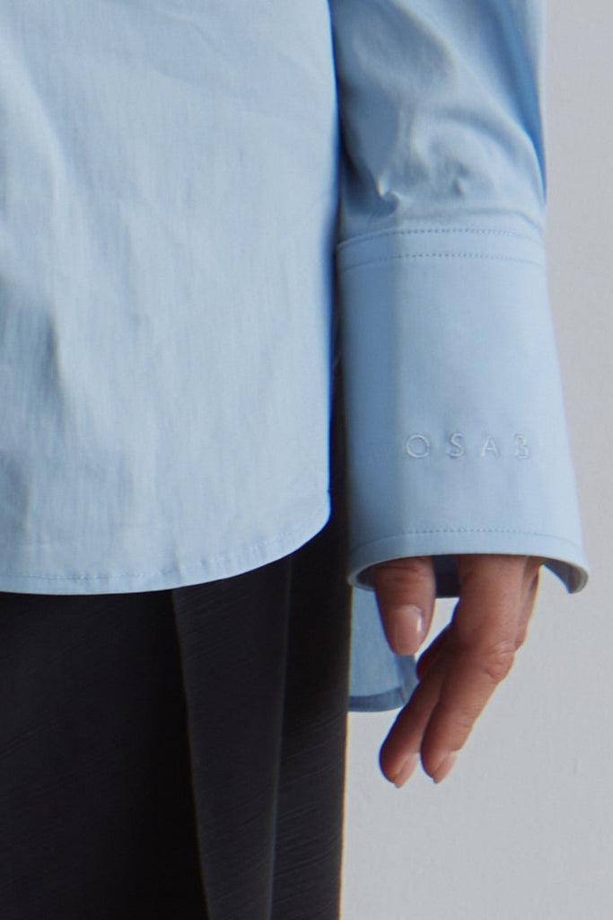 CELINE Tuxedo Pleats Shirt - Soft Blue - kimosabiworld.com