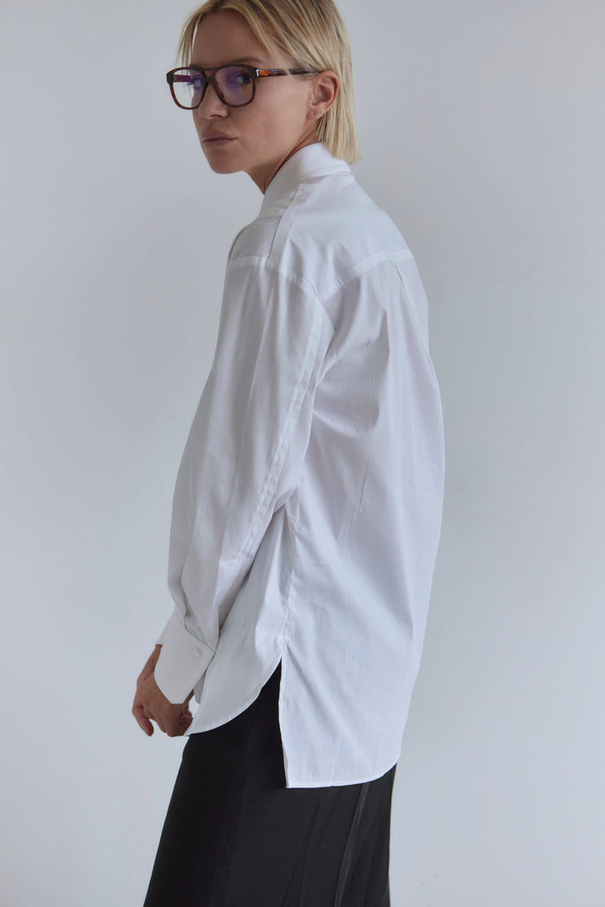 CELINE Tuxedo Pleats Shirt - White - kimosabiworld.com