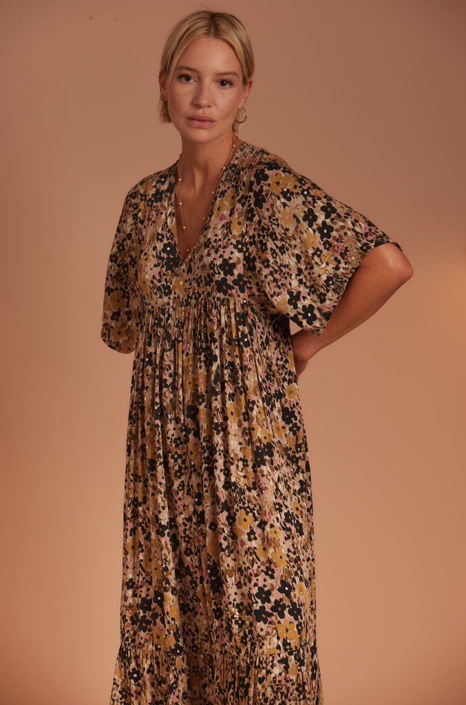 CHARLIE Maxi Dress - Noir Bloom - kimosabiworld.com