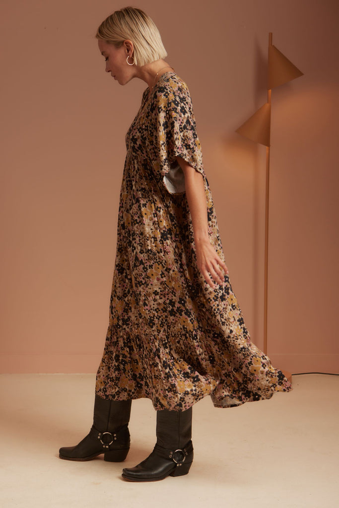 CHARLIE Maxi Dress - Noir Bloom - kimosabiworld.com