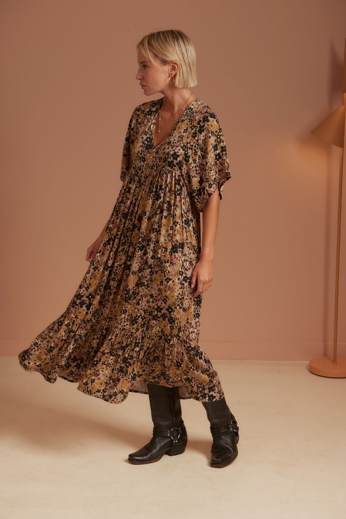 CHARLIE Maxi Dress - Noir Bloom - kimosabiworld.com