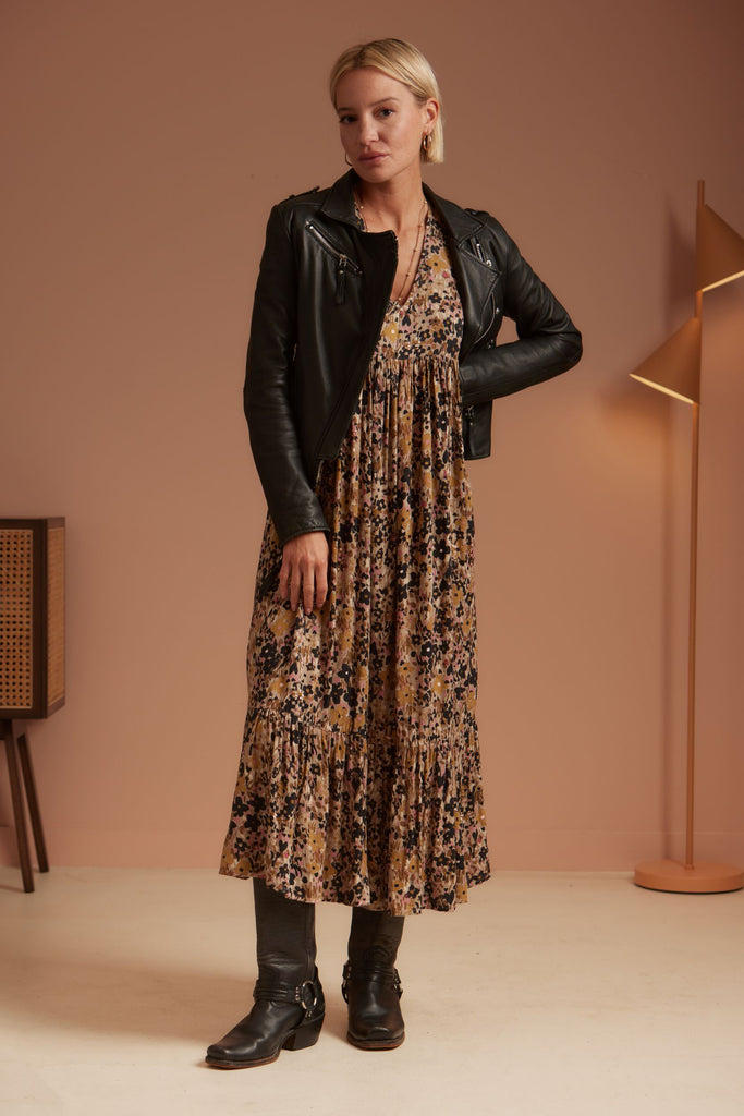 CHARLIE Maxi Dress - Noir Bloom - kimosabiworld.com