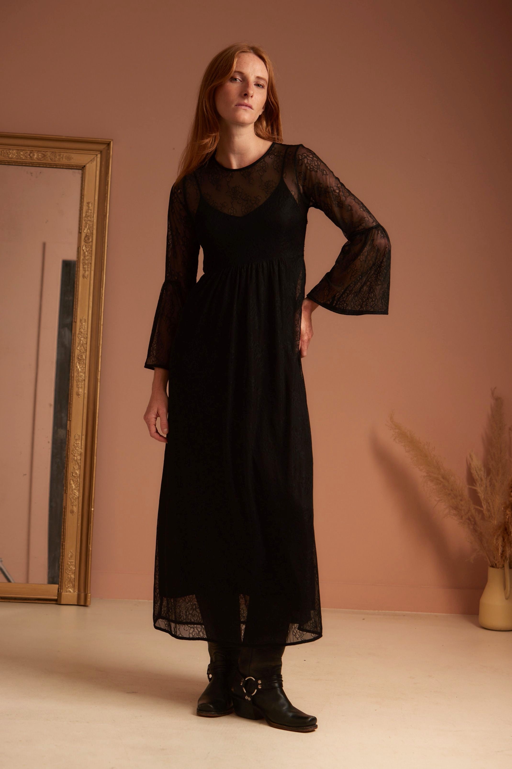 Janine Boho Lace Dress | Black Lace Maxi with Slip | Kimosabi kimosabiworld.com Janine Boho Lace Dress | Black Lace Maxi with Slip | Kimosabi kimosabiworld.com