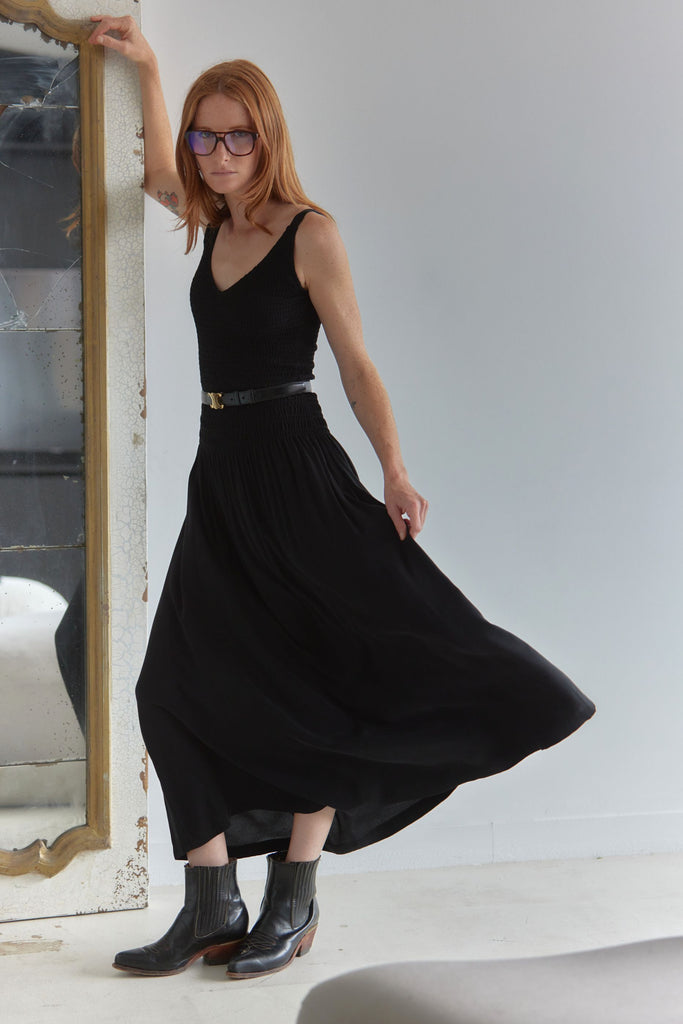 SURI Shirred Dress - Black - kimosabiworld.com