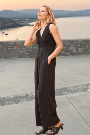 LAYLA Shirred High - Waisted Jumpsuit - kimosabiworld.com