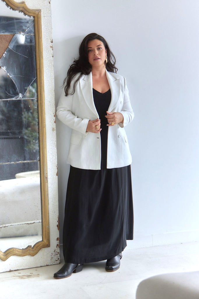 AMEL Double Breasted Blazer – White - kimosabiworld.com