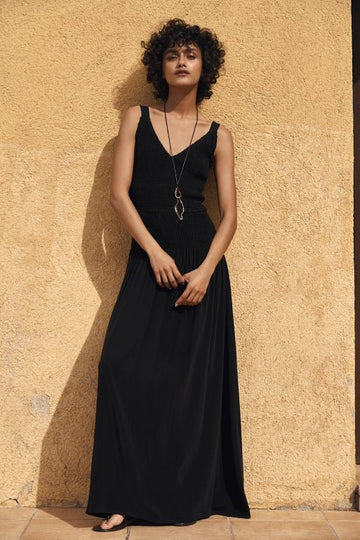 SURI Shirred Dress - Black - kimosabiworld.com