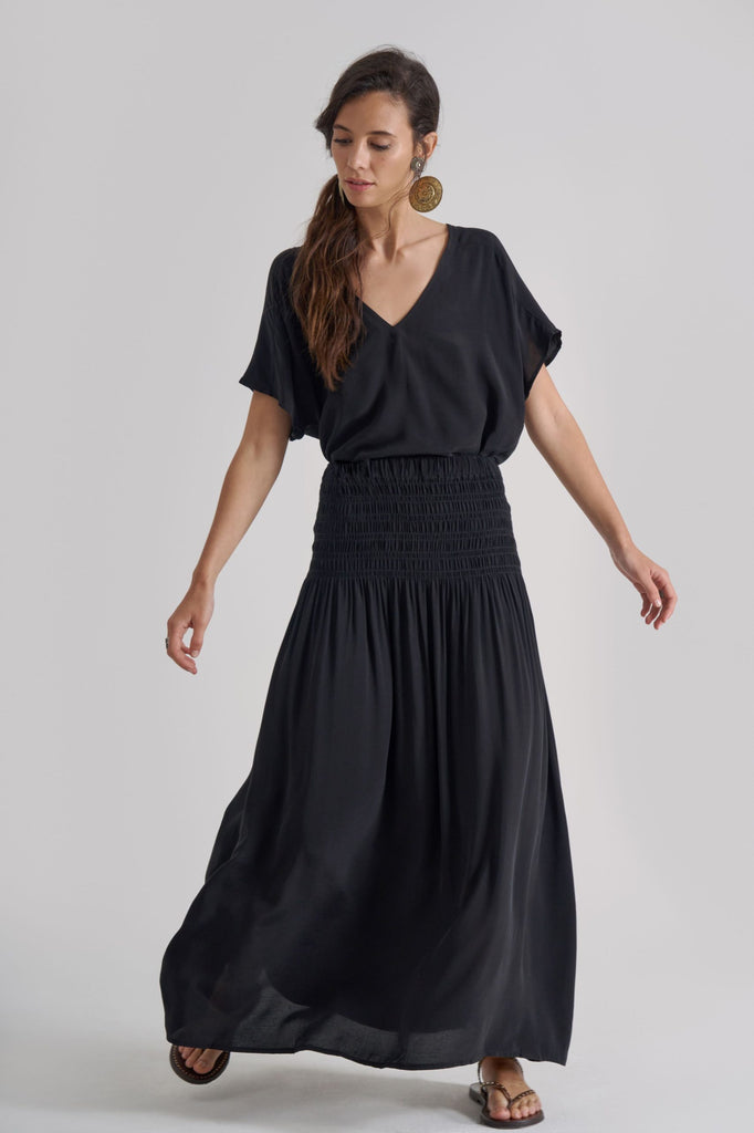 KIARA Shirred Skirt – Black - kimosabiworld.com