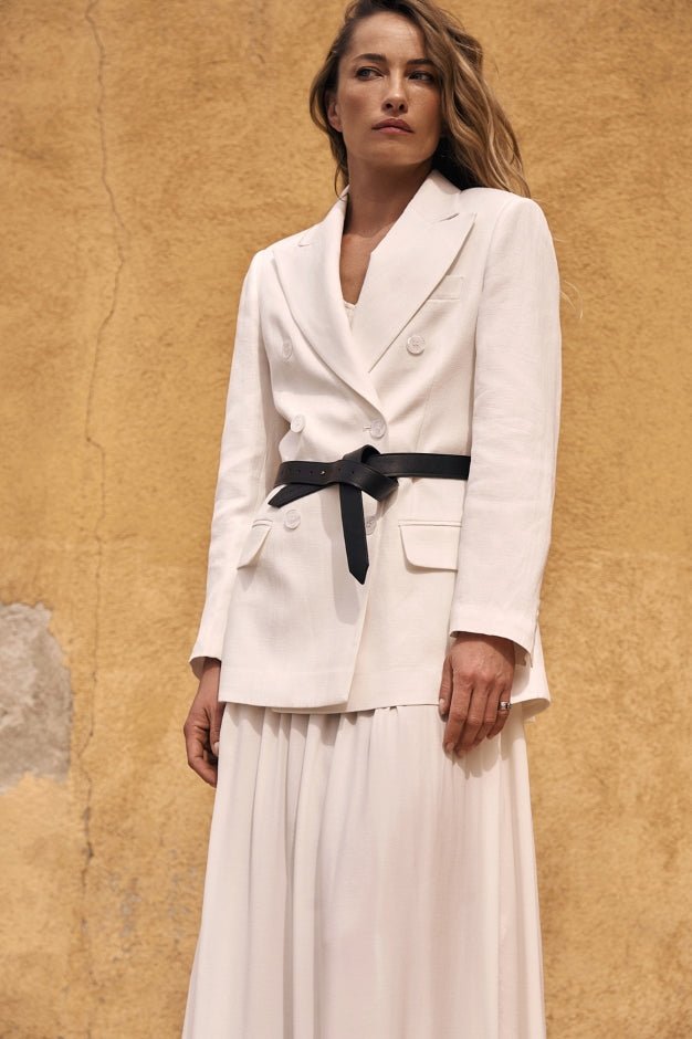 AMEL Double Breasted Blazer – White - kimosabiworld.com