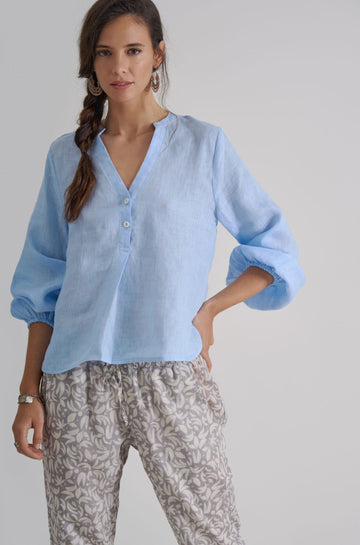 VERA Bubble - Sleeve Blouse - Soft Blue - kimosabiworld.com