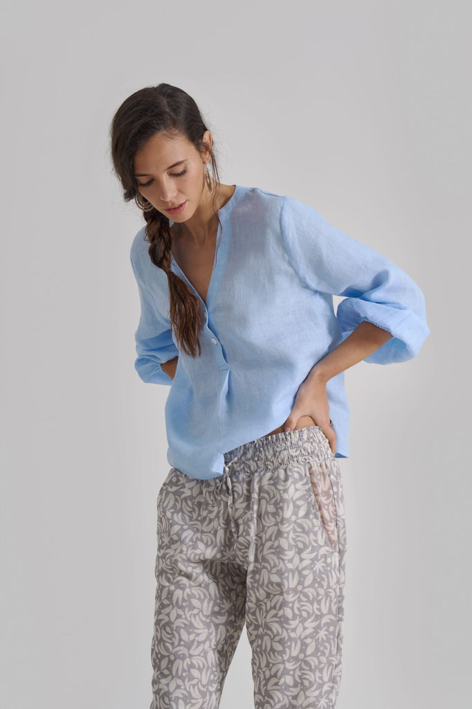 VERA Bubble - Sleeve Blouse - Soft Blue - kimosabiworld.com