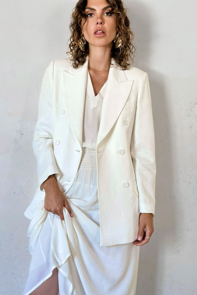 AMEL Double Breasted Blazer – White - kimosabiworld.com