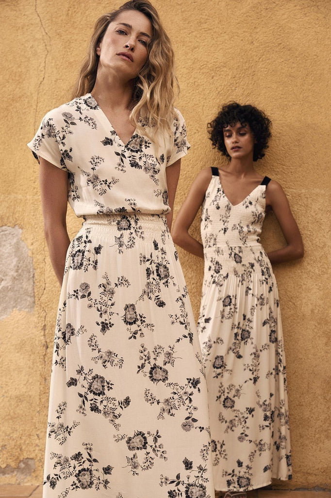 SERENA Shirred Dress - Midnight Rose - kimosabiworld.com