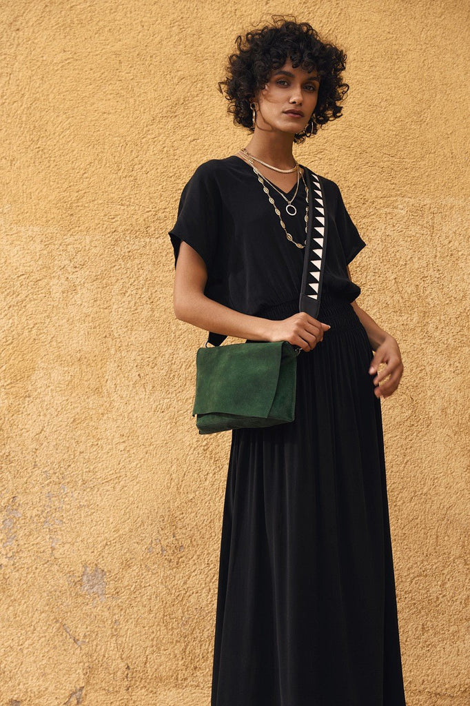 SERENA Shirred Dress - Black - kimosabiworld.com