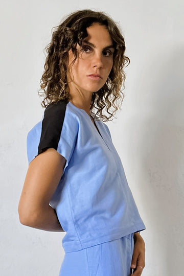 SAM V - Neck Top – Sky Blue - kimosabiworld.com